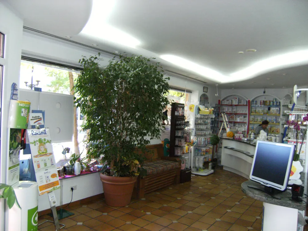 Interior original de la farmacia La Botica antes de la reforma, con distribución desordenada y mobiliario antiguo que dificulta la circulación y la organización
