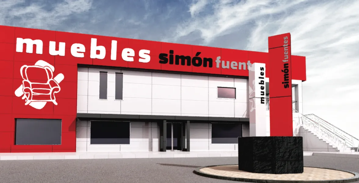 Nueva fachada de Muebles Simón Fuentes tras la reforma, con diseño actualizado, rótulo moderno y mayor visibilidad comercial
